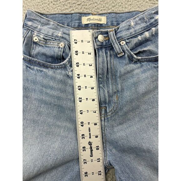 Madewell The Mom Jean Womens 23 Tall Light Wash Blue Distressed Denim High Rise - Picture 7 of 14